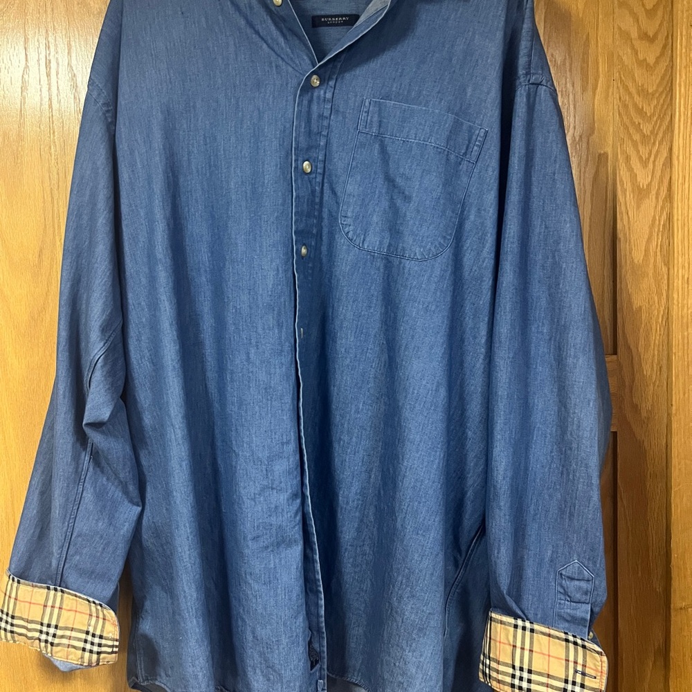 Blue Denim Burberry London 2XT Button-Up Shirt‎